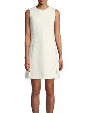 Theory Size 4 Sleeveless Ivory Bent Front Shift Dress